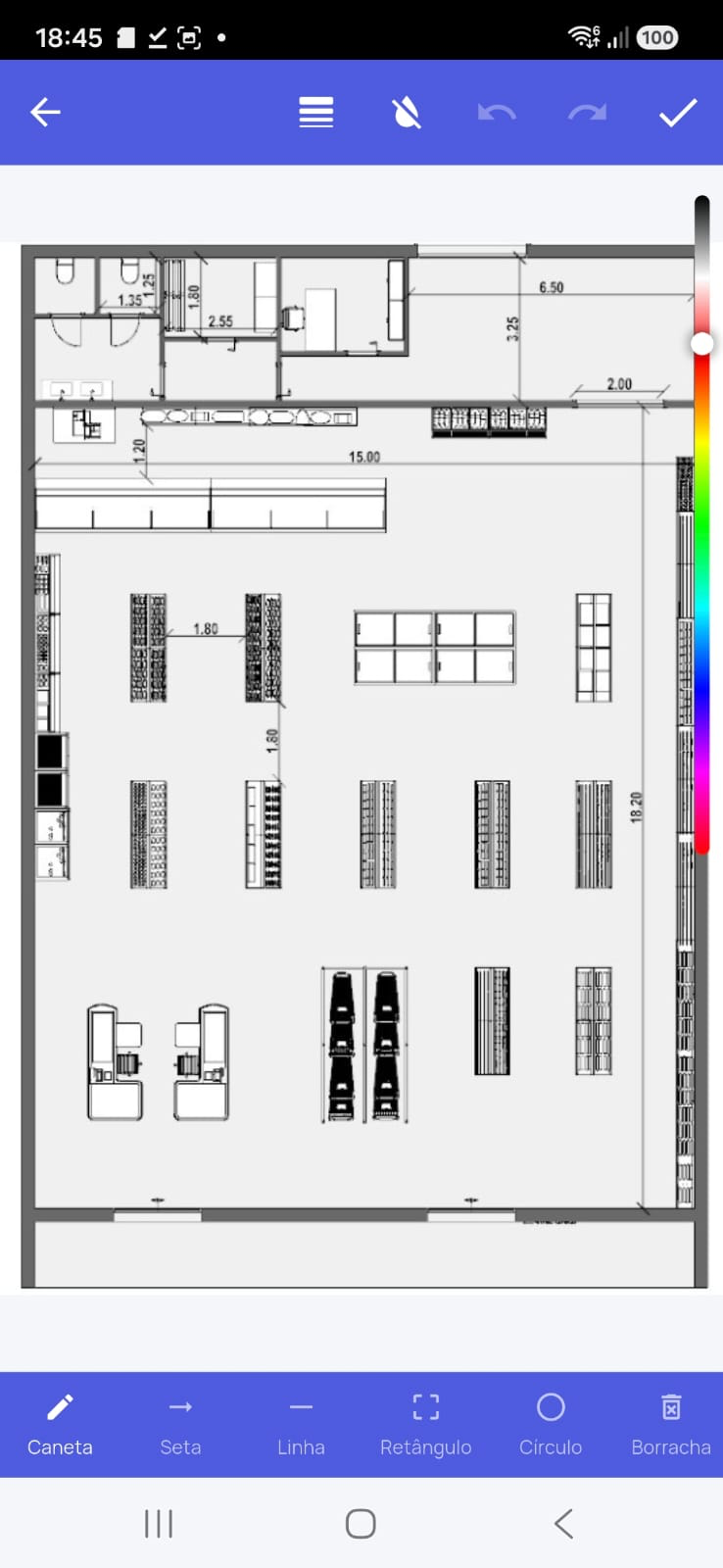 Editor da planta na ferramenta Pintar